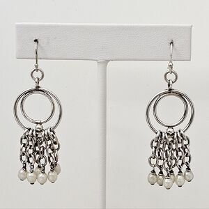 Silpada Rare Sterling Silver Freshwater Pearl Cha Cha French Wire Earrings W1243